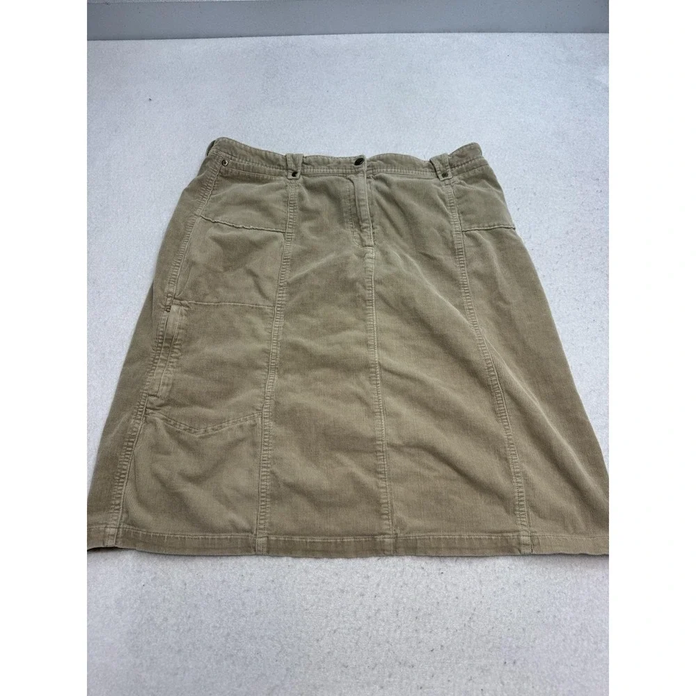 Woolrich Skirt Womens 18 Beige Corduroy A Line Knee Length Stretch Pockets